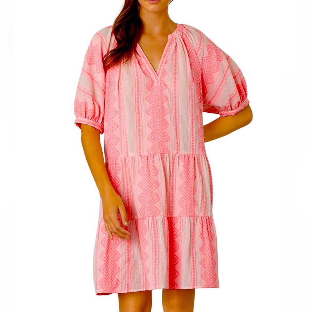 Patterned Vibrant Pink Mini Dress by Velvet